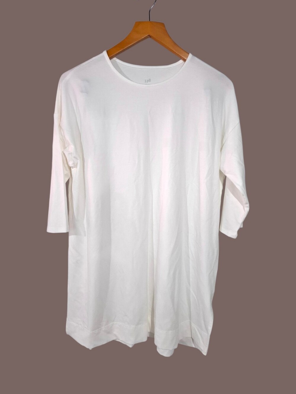 J. Jill Luxe Supima Ballet Slevees White Relaxed Crewneck Women's Tunic Sz M